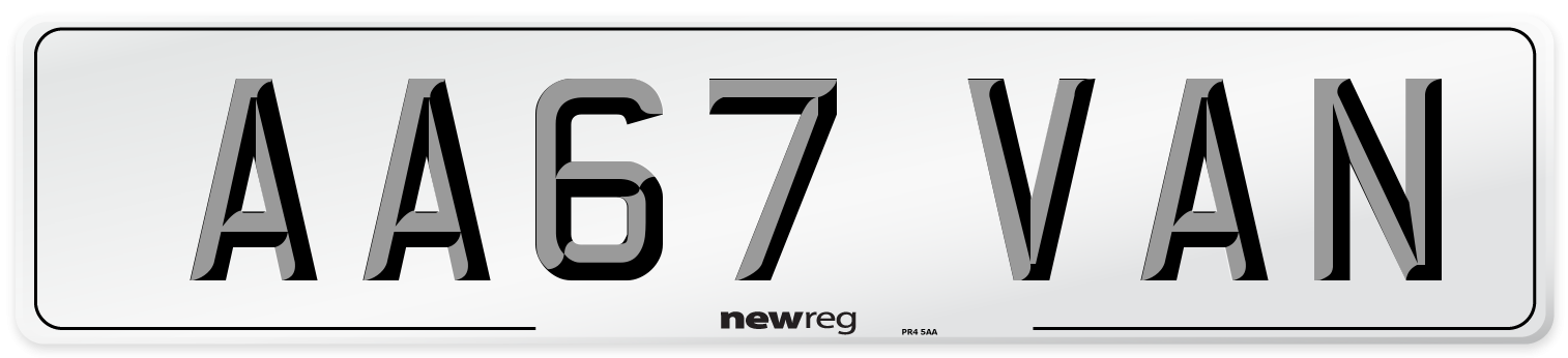 AA67 VAN Number Plate from New Reg